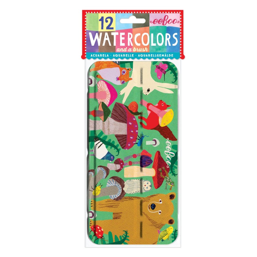 Cadeaux eeBoo Puzzles De Voyage | Boite De 12 Aquarelles Champignons