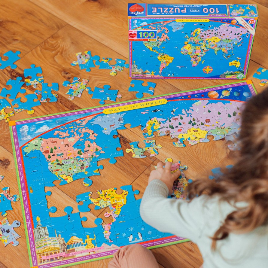 Materiel Artistique eeBoo | Puzzle 100 Pieces De La Carte Du Monde