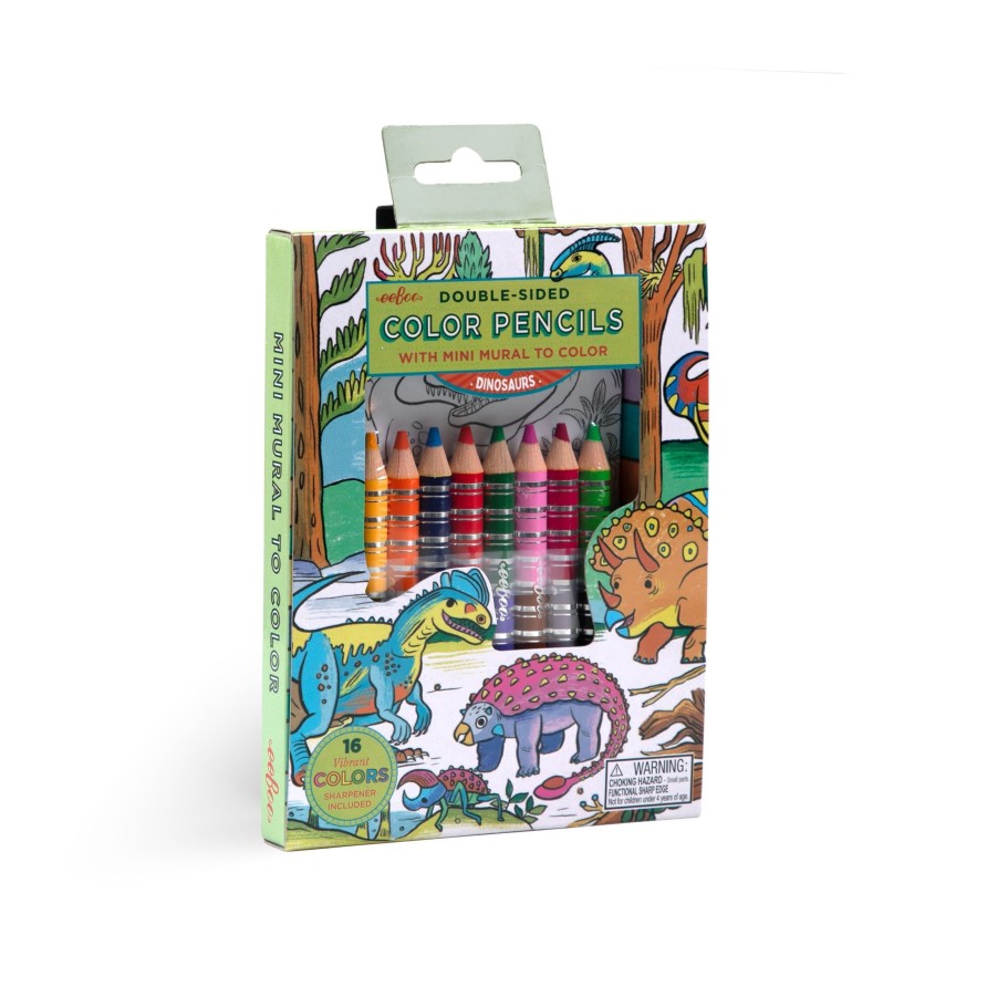 Cadeaux eeBoo Cartes A Jouer Dorees | Mini Fresque Murale Au Crayon De Couleur Dinosaures