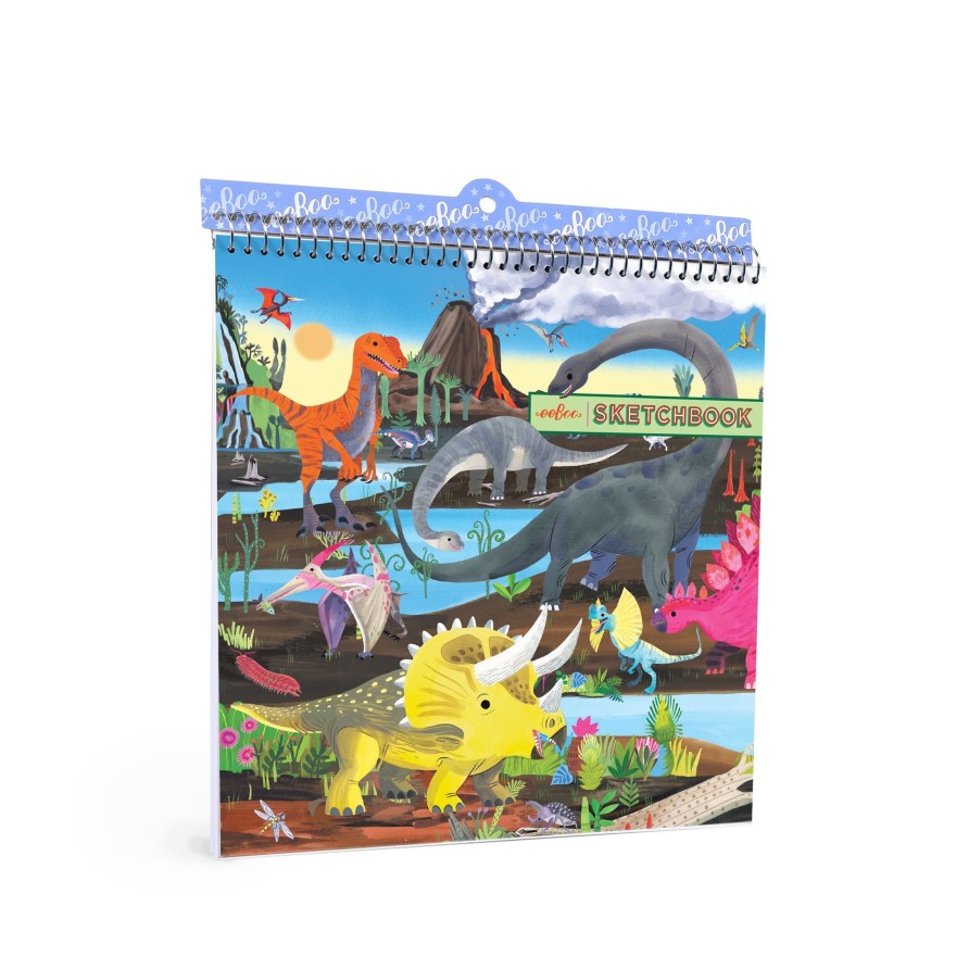 Cadeaux eeBoo Cartes A Jouer Dorees | Carnet De Croquis Carre Dinosaure