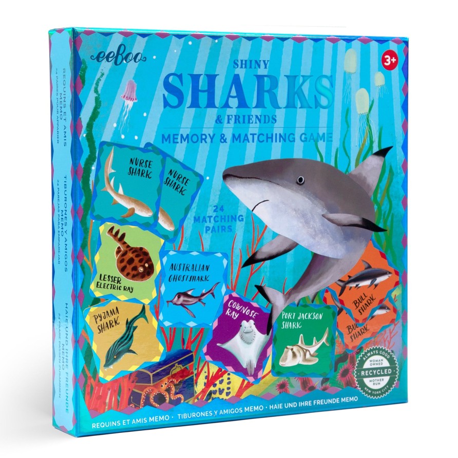 Materiel Artistique eeBoo | Jeu D'Association De Memoire Brillante Sharks & Friends