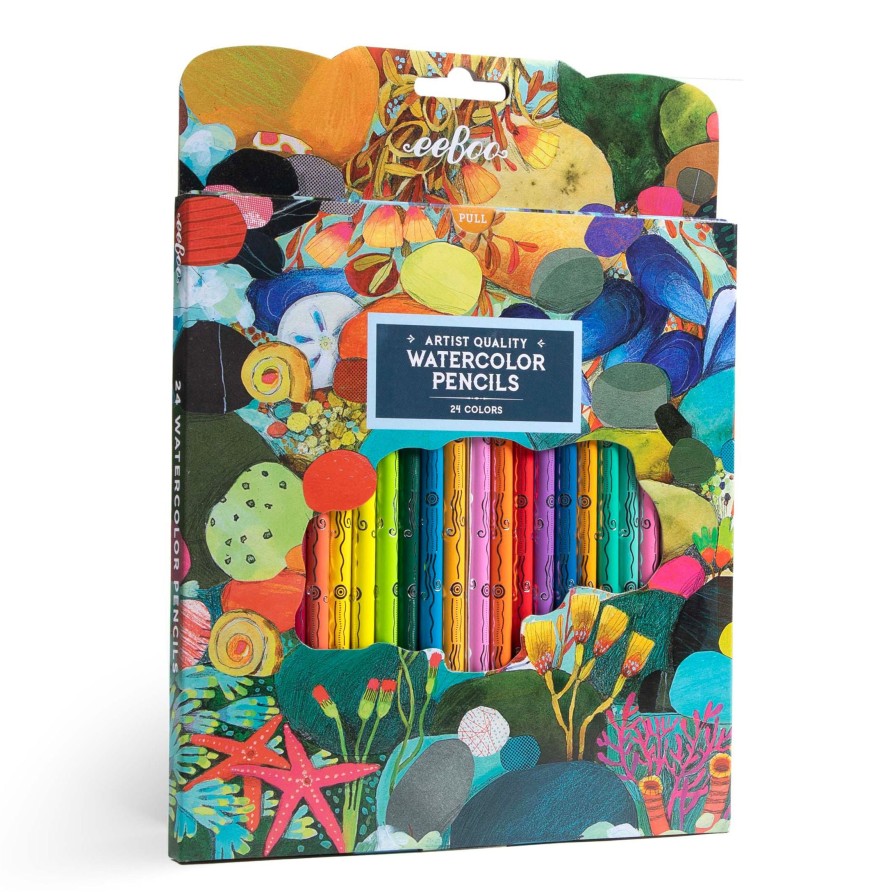 Cadeaux eeBoo Puzzles De Voyage | Tidepool 24 Crayons Aquarelle