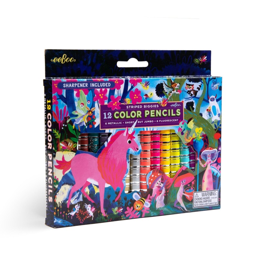 Cadeaux eeBoo Cartes A Jouer Dorees | Creatures Magiques 12 Crayons De Couleur Biggie