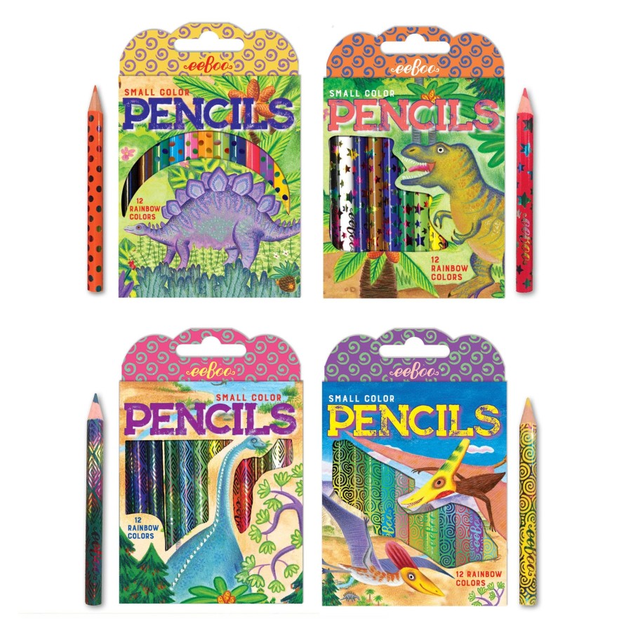 Cadeaux eeBoo Cartes A Jouer Dorees | Assortiment De Petits Crayons Dino