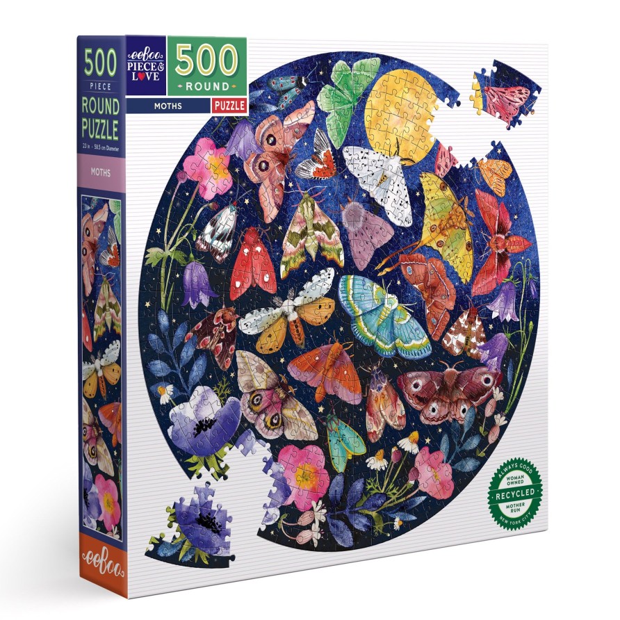 Jeux eeBoo | Puzzle Rond De 500 Pieces De Papillons De Nuit