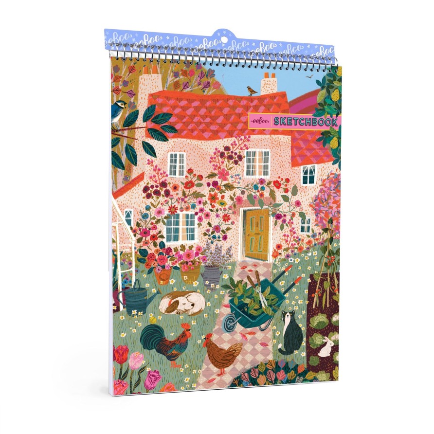 Cadeaux eeBoo Cartes A Jouer Dorees | Carnet De Croquis De Cottage Anglais