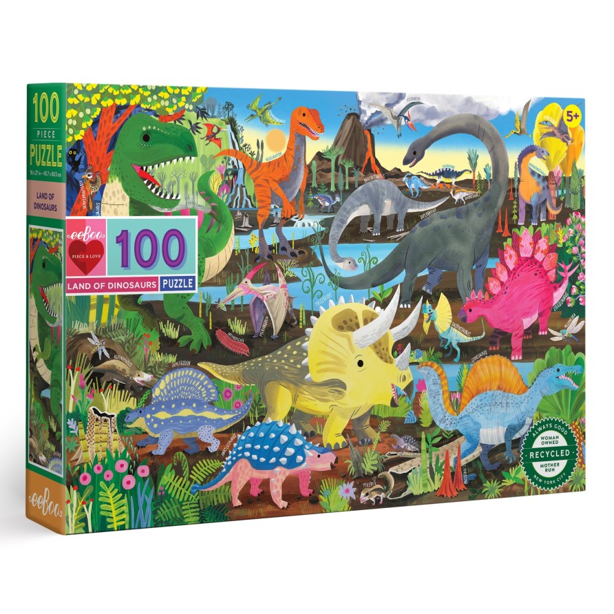 Materiel Artistique eeBoo | Puzzle 100 Pieces Au Pays Des Dinosaures