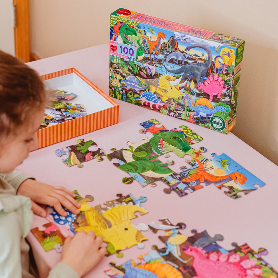 Materiel Artistique eeBoo | Puzzle 100 Pieces Au Pays Des Dinosaures