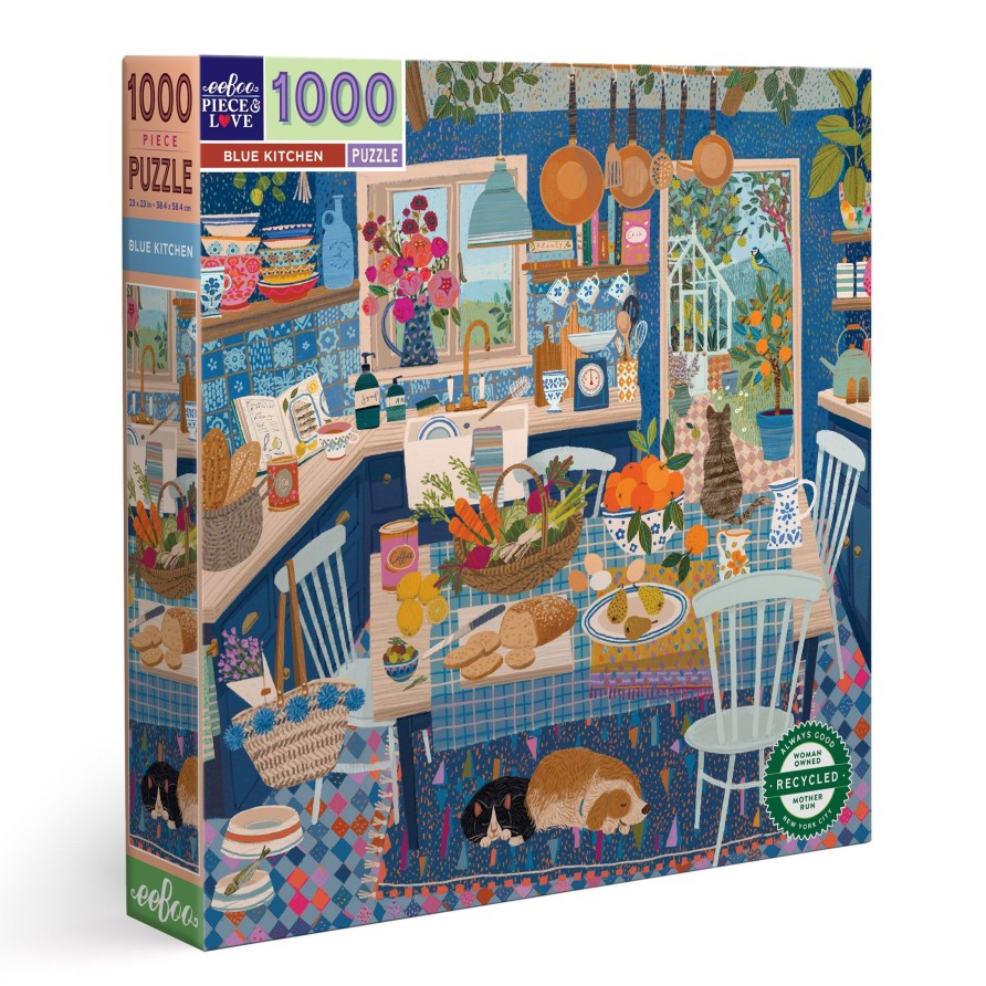 Jeux eeBoo | Puzzle 1000 Pieces Cuisine Bleue