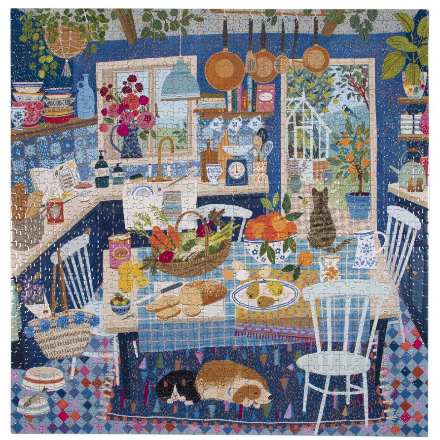 Jeux eeBoo | Puzzle 1000 Pieces Cuisine Bleue