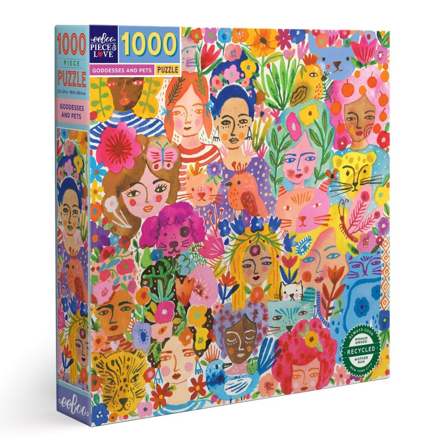 Des Enigmes eeBoo | Puzzle 1000 Pieces Deesses Et Animaux De Compagnie