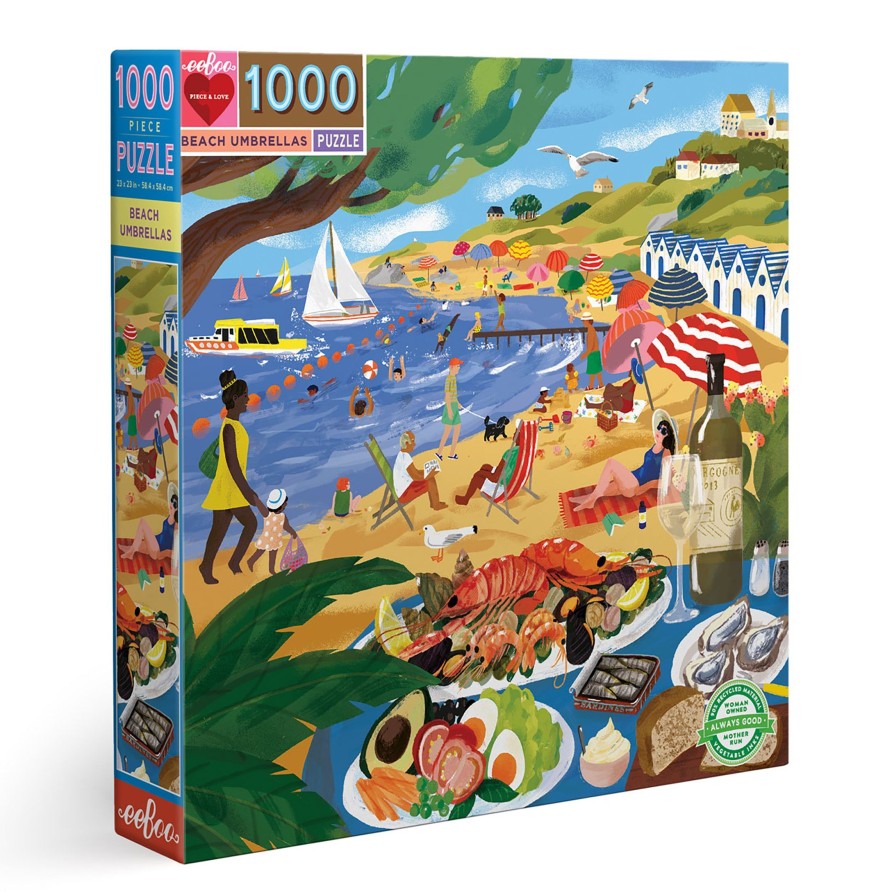 Cadeaux eeBoo Printemps Et Paques | Puzzle 1000 Pieces Parasols De Plage