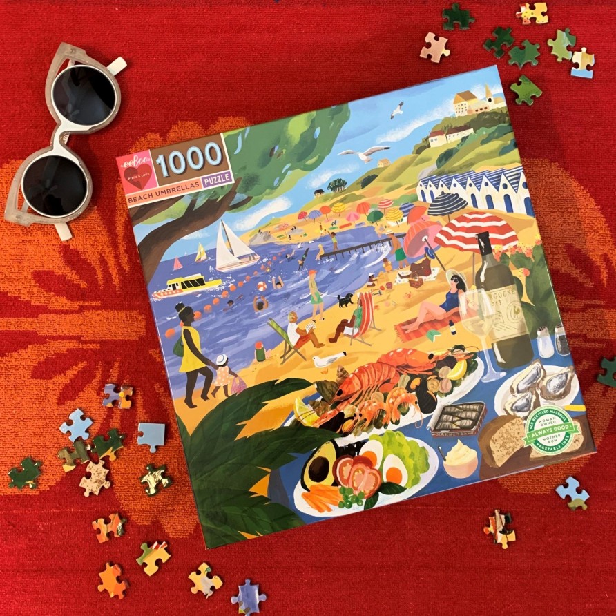 Cadeaux eeBoo Printemps Et Paques | Puzzle 1000 Pieces Parasols De Plage