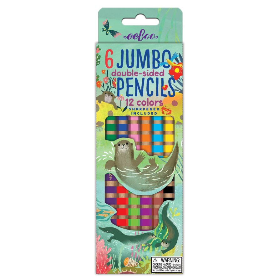 Cadeaux eeBoo Cartes A Jouer Dorees | Loutres 6 Crayons Double Face