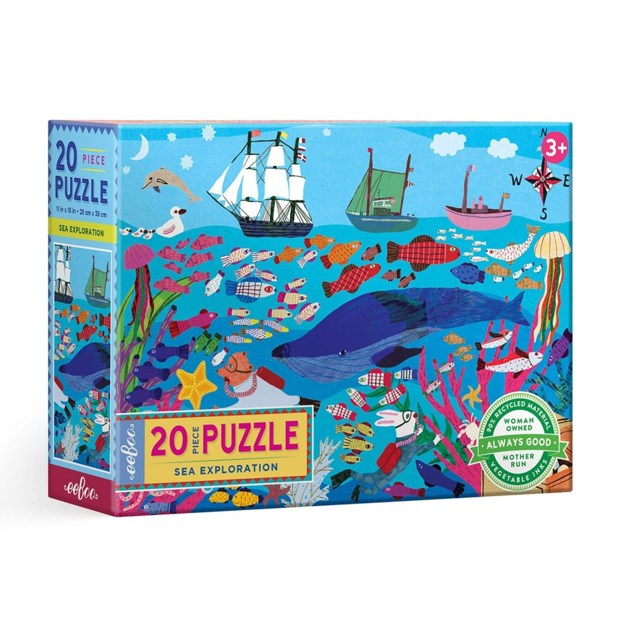 Materiel Artistique eeBoo | Grand Puzzle D'Exploration Marine De 20 Pieces