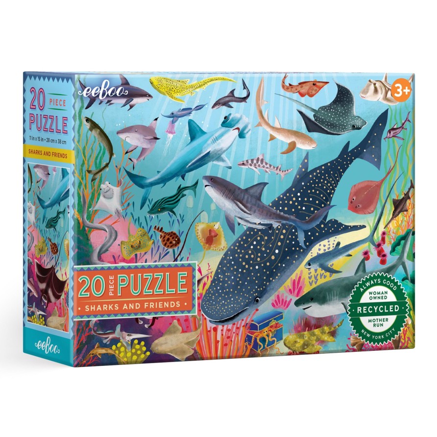 Materiel Artistique eeBoo | Puzzle 20 Pieces Requins Et Amis