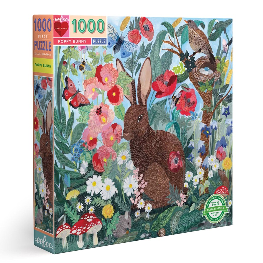 Cadeaux eeBoo Printemps Et Paques | Puzzle 1000 Pieces Poppy Bunny