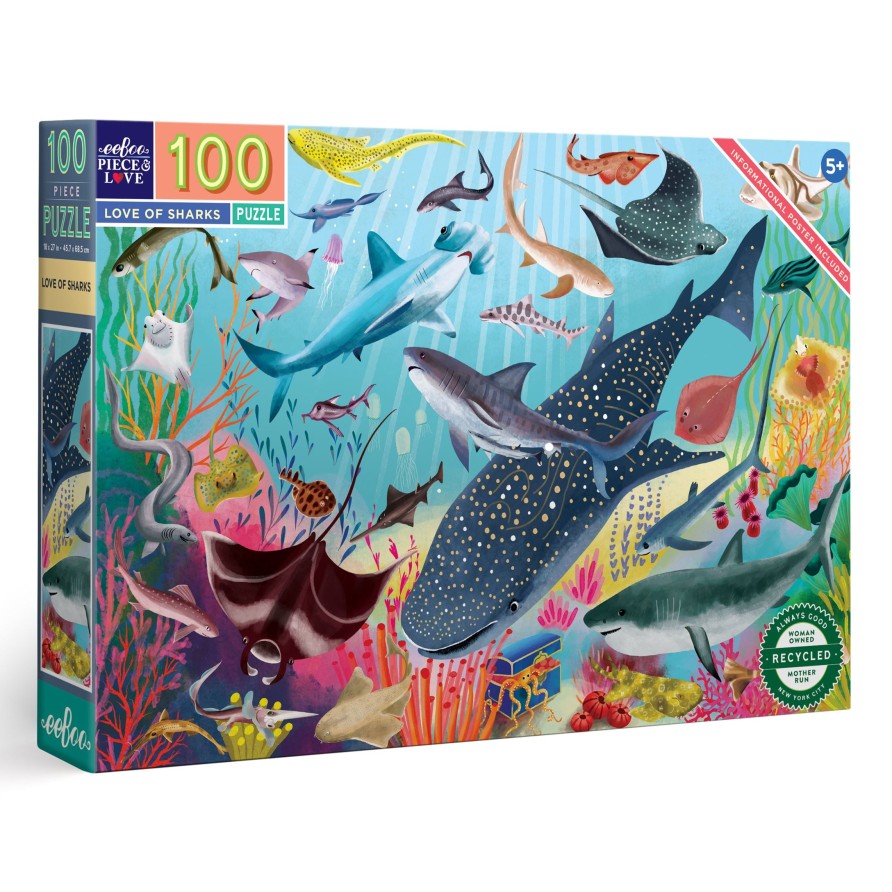 Materiel Artistique eeBoo | Puzzle 100 Pieces L'Amour Des Requins