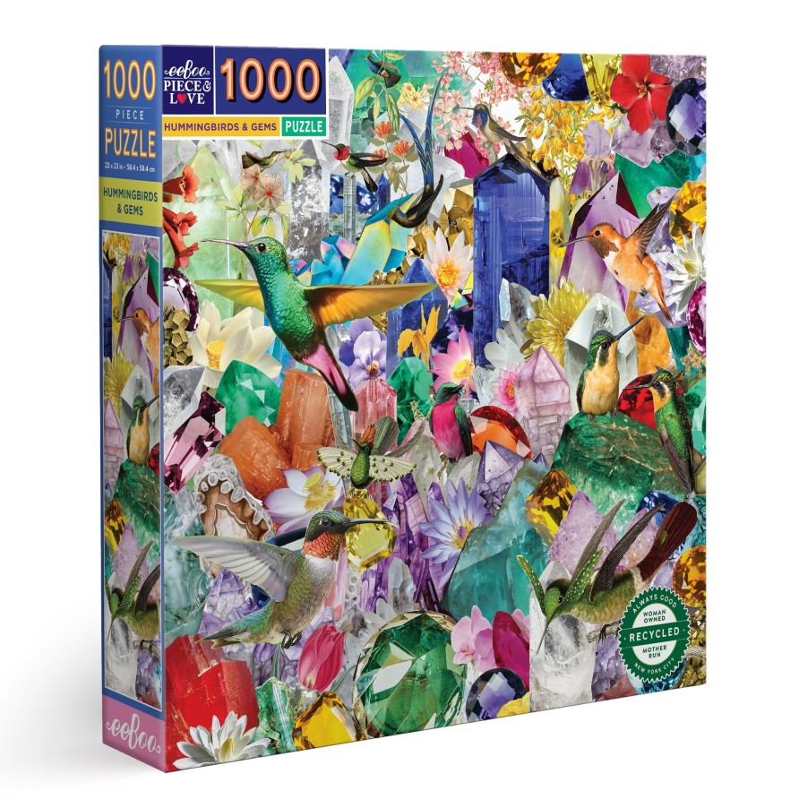 Jeux eeBoo | Puzzle 1000 Pieces Colibris Et Pierres Precieuses