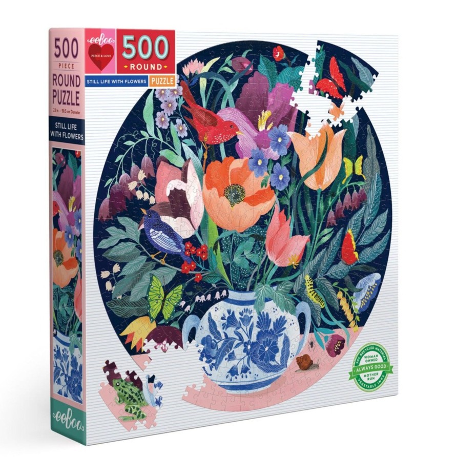 Des Enigmes eeBoo | Nature Morte Avec Des Fleurs Puzzle Rond De 500 Pieces