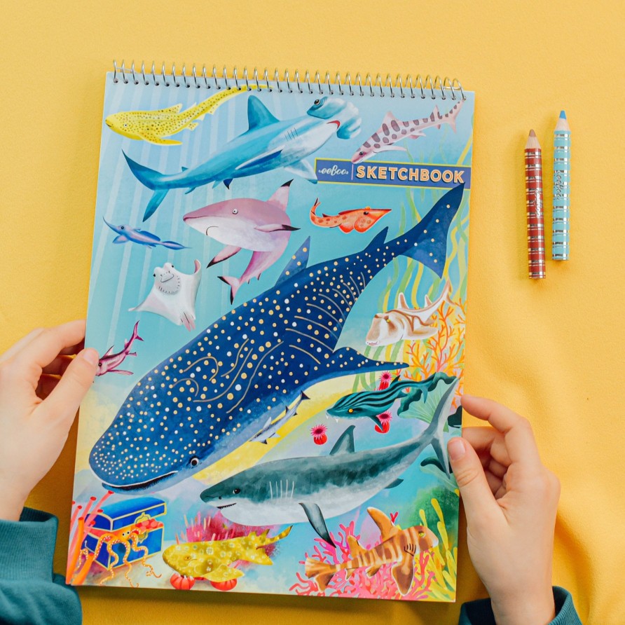 Cadeaux eeBoo Cartes A Jouer Dorees | Carnet De Croquis De Requin