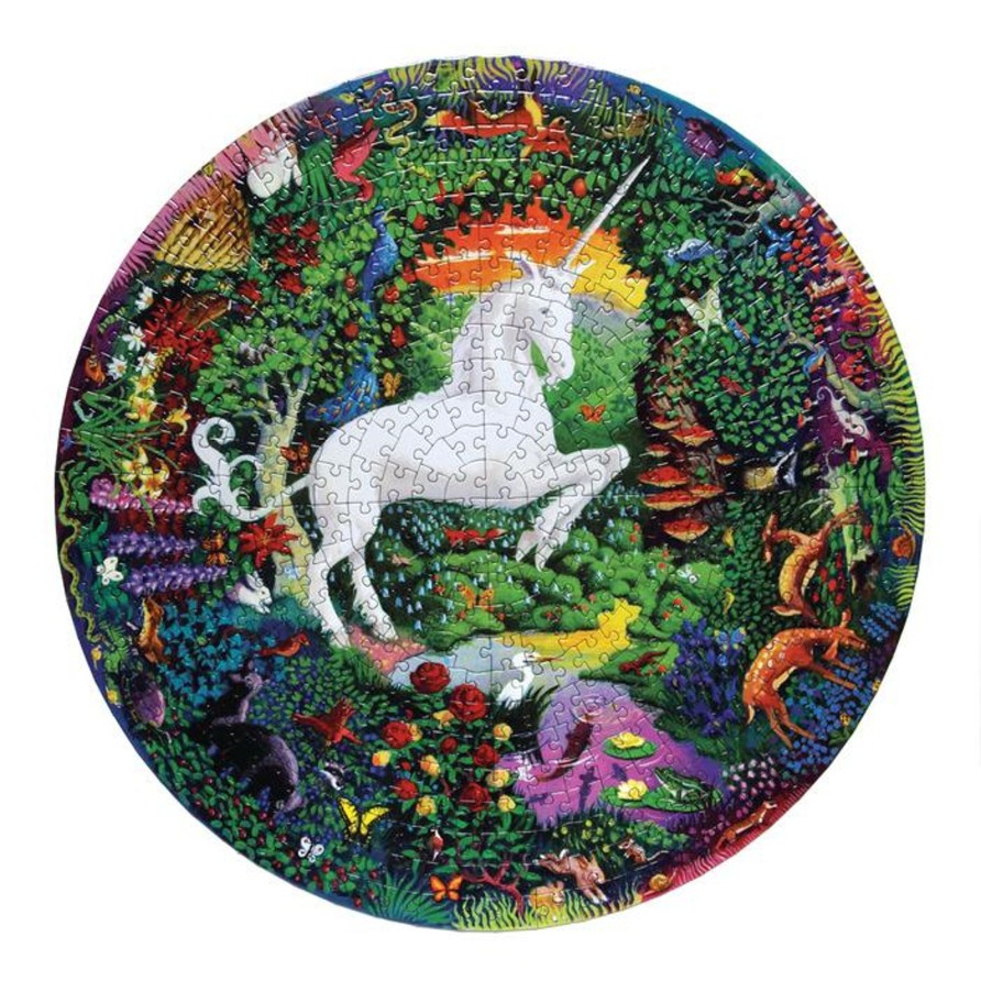 Cadeaux eeBoo Printemps Et Paques | Puzzle Rond 500 Pieces Jardin De Licornes