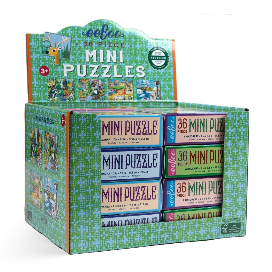 Materiel Artistique eeBoo | Assortiment De Puzzles Miniatures Wild Habitats (16 Unites)