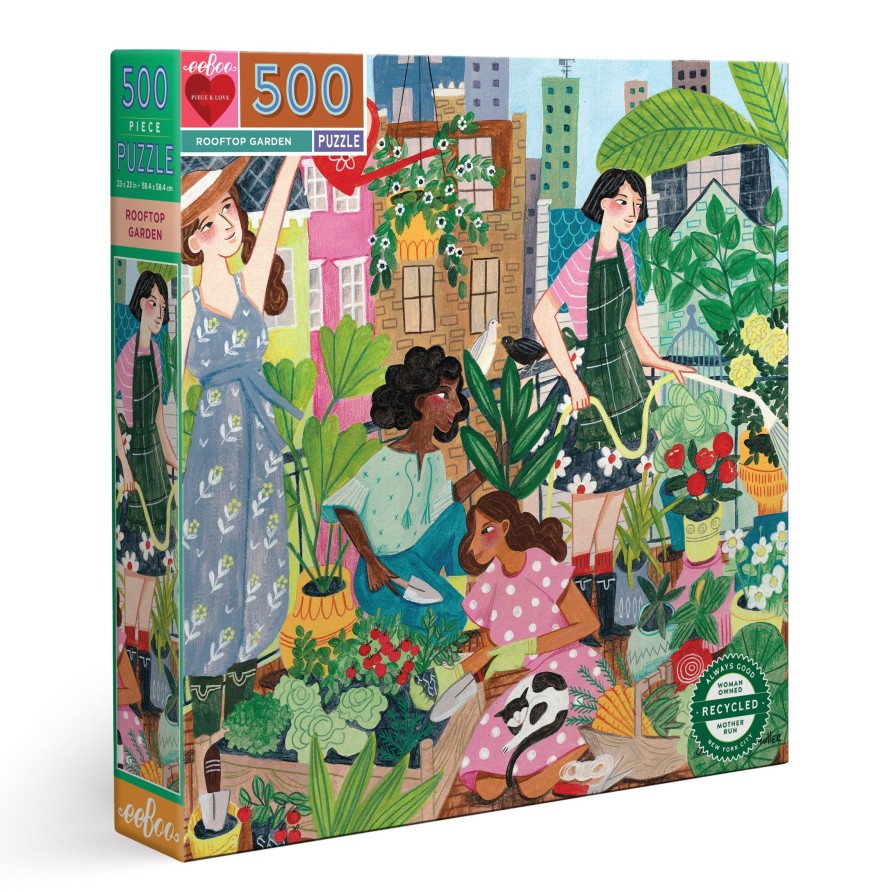 Cadeaux eeBoo Printemps Et Paques | Puzzle Carre De 500 Pieces Sur Le Jardin Sur Le Toit