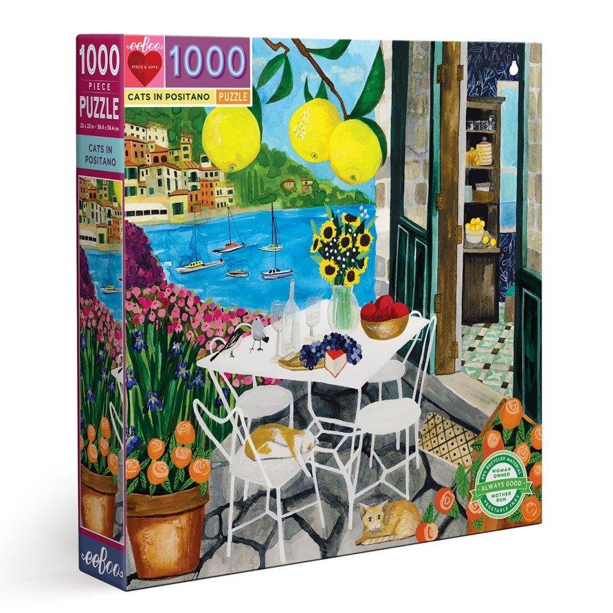 Jeux eeBoo | Chats A Positano Puzzle 1000 Pieces