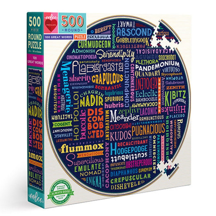 Cadeaux eeBoo Printemps Et Paques | Puzzle Rond De 500 Pieces 100 Grands Mots