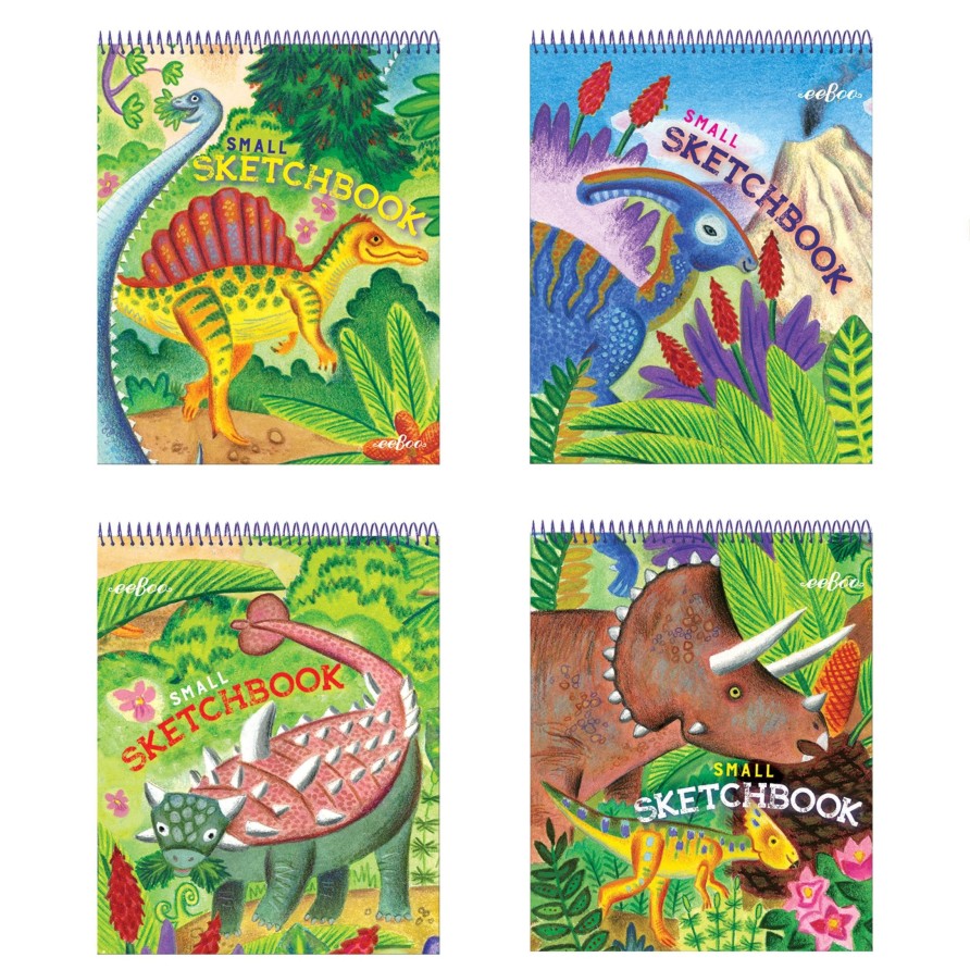 Cadeaux eeBoo Cartes A Jouer Dorees | Assortiment De Petits Carnets De Croquis Dino