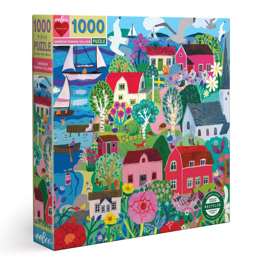 Cadeaux eeBoo Printemps Et Paques | Village De Pecheurs Suedois Puzzle 1000 Pieces