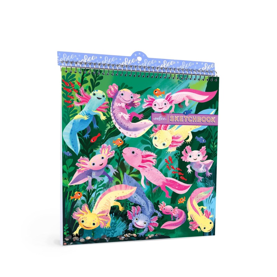 Cadeaux eeBoo Cartes A Jouer Dorees | Carnet De Croquis Carre Axolotl