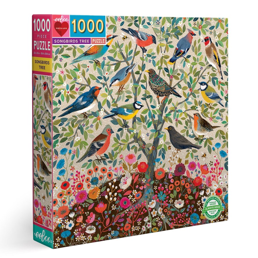 Cadeaux eeBoo Printemps Et Paques | Puzzle 1000 Pieces Arbre Oiseaux Chanteurs