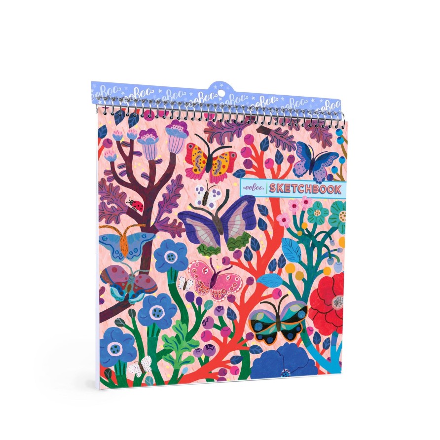 Cadeaux eeBoo Cartes A Jouer Dorees | Carnet De Croquis Carre Papillons