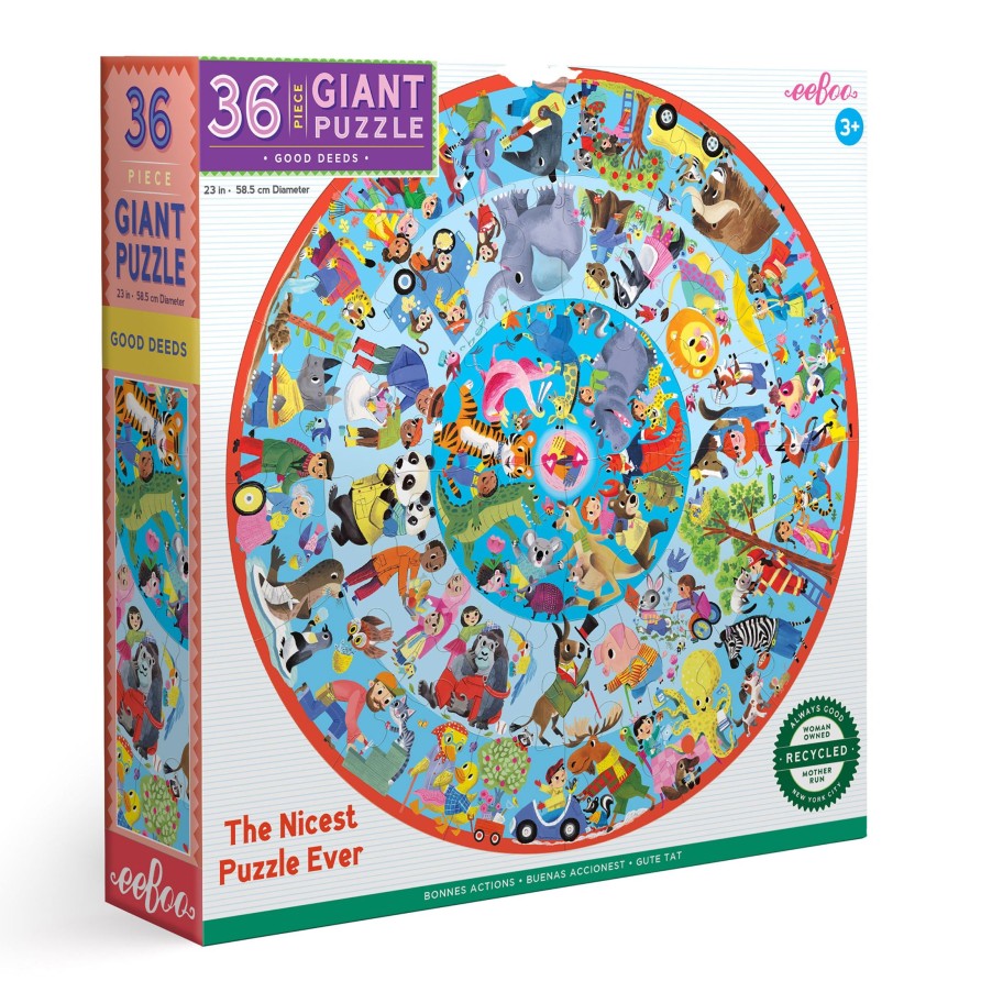 Materiel Artistique eeBoo | Puzzle Rond Geant De 36 Pieces Good Deeds