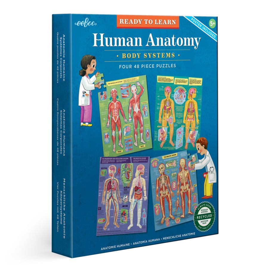 Materiel Artistique eeBoo | Pret A Apprendre - Ensemble De 4 Puzzles De 48 Pieces Sur L'Anatomie Humaine