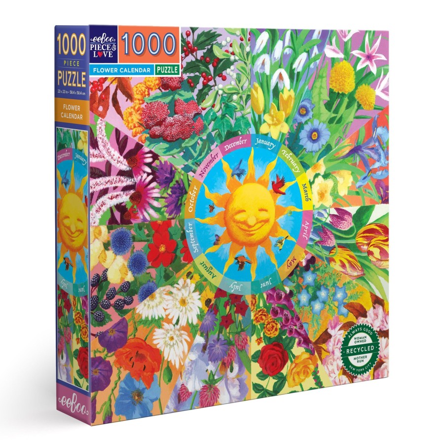 Cadeaux eeBoo Printemps Et Paques | Calendrier Des Fleurs Puzzle 1000 Pieces